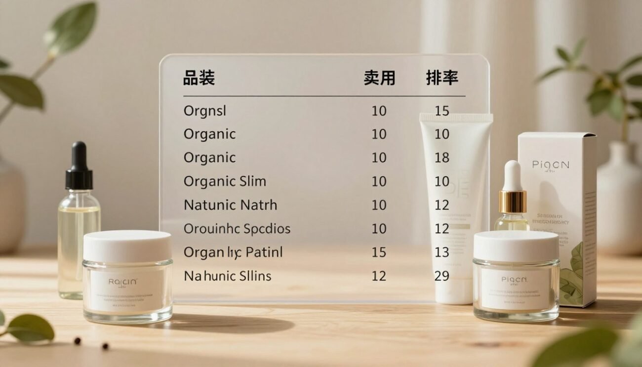 A serene display of a skincare product line showcasing organic and natural ingredients, emphasizing transparency in pricing and product details. Foreground features elegantly arranged, clear glass jars and sleek, eco-friendly packaging, radiating a fresh and inviting aesthetic. In the middle, a transparent pricing table highlights the cost of each product, integrated seamlessly into the scene. The background reflects a light-filled, calming environment with soft, natural textures like wooden surfaces and greenery, creating an atmosphere of tranquility. The lighting is warm and inviting, with gentle, diffused illumination emphasizing the purity of the products and their ingredients. The overall mood is one of trust and clarity, ideal for communicating honesty in beauty care. A serene display of a skincare product line showcasing organic and natural ingredients, emphasizing transparency in pricing and product details. Foreground features elegantly arranged, clear glass jars and sleek, eco-friendly packaging, radiating a fresh and inviting aesthetic. In the middle, a transparent pricing table highlights the cost of each product, integrated seamlessly into the scene. The background reflects a light-filled, calming environment with soft, natural textures like wooden surfaces and greenery, creating an atmosphere of tranquility. The lighting is warm and inviting, with gentle, diffused illumination emphasizing the purity of the products and their ingredients. The overall mood is one of trust and clarity, ideal for communicating honesty in beauty care.